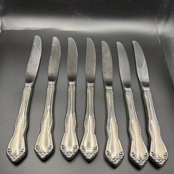 Oneida Mansfield Place Silverware Set of 7 Knives Vintage Floral Design - Picture 2 of 4